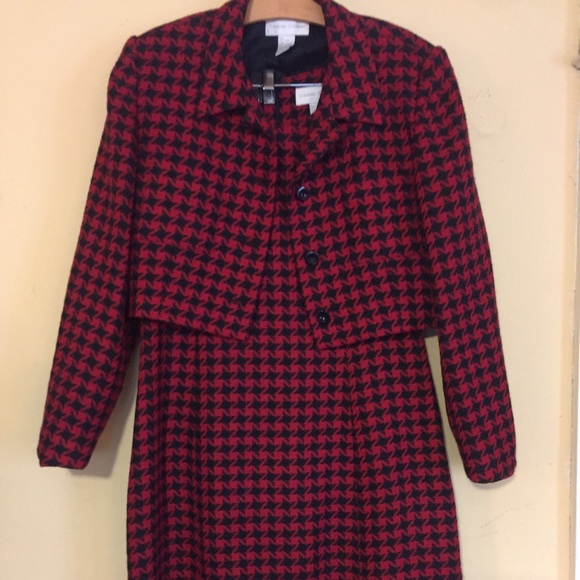 Vintage 80's red and black Mini set Dress /coat - Picture 2 of 4