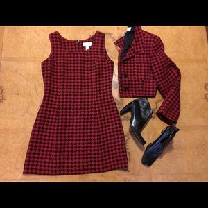 Vintage 80's red and black  Mini set Dress /coat