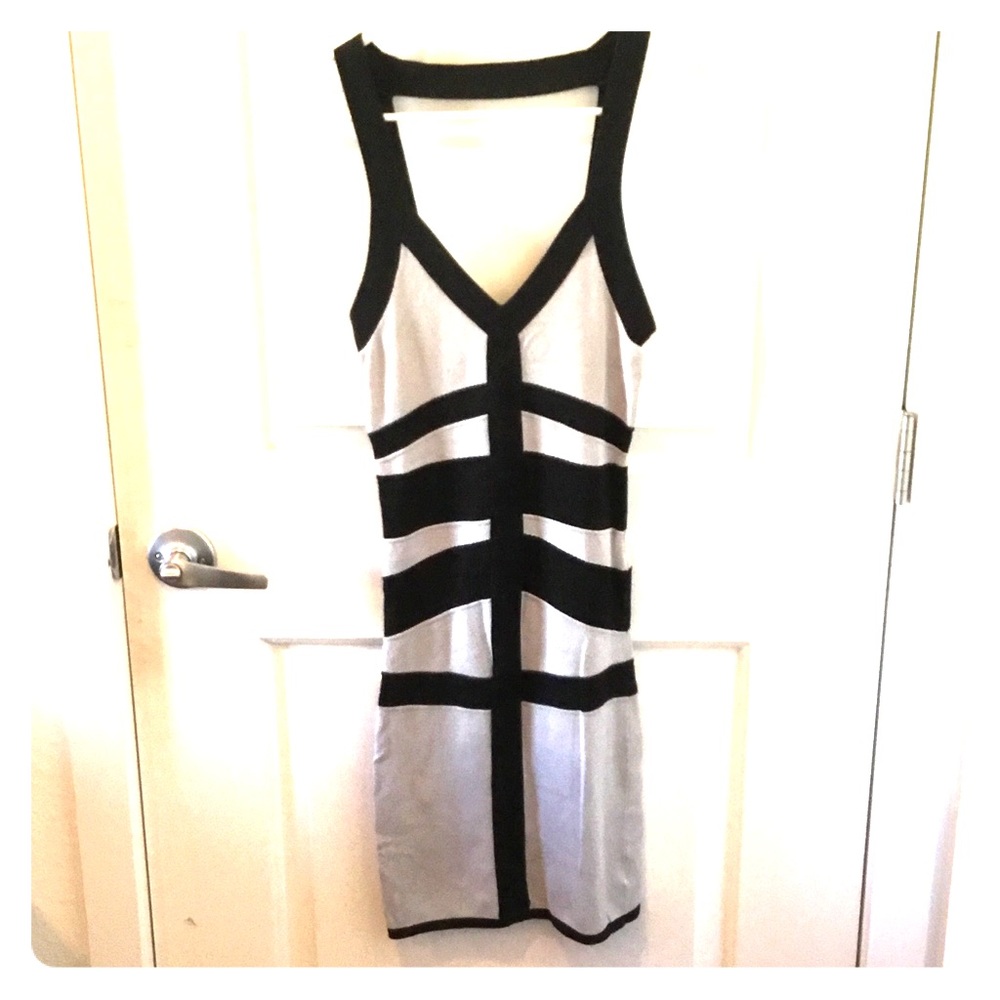 Bebe black and grey bodycon dress