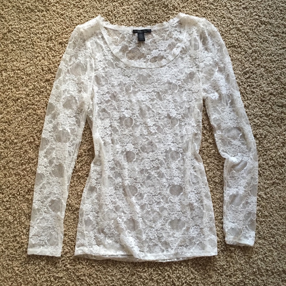 White lace sheer long sleeve