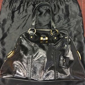 YSL Yves Saint Laurent black leather Muse handbag