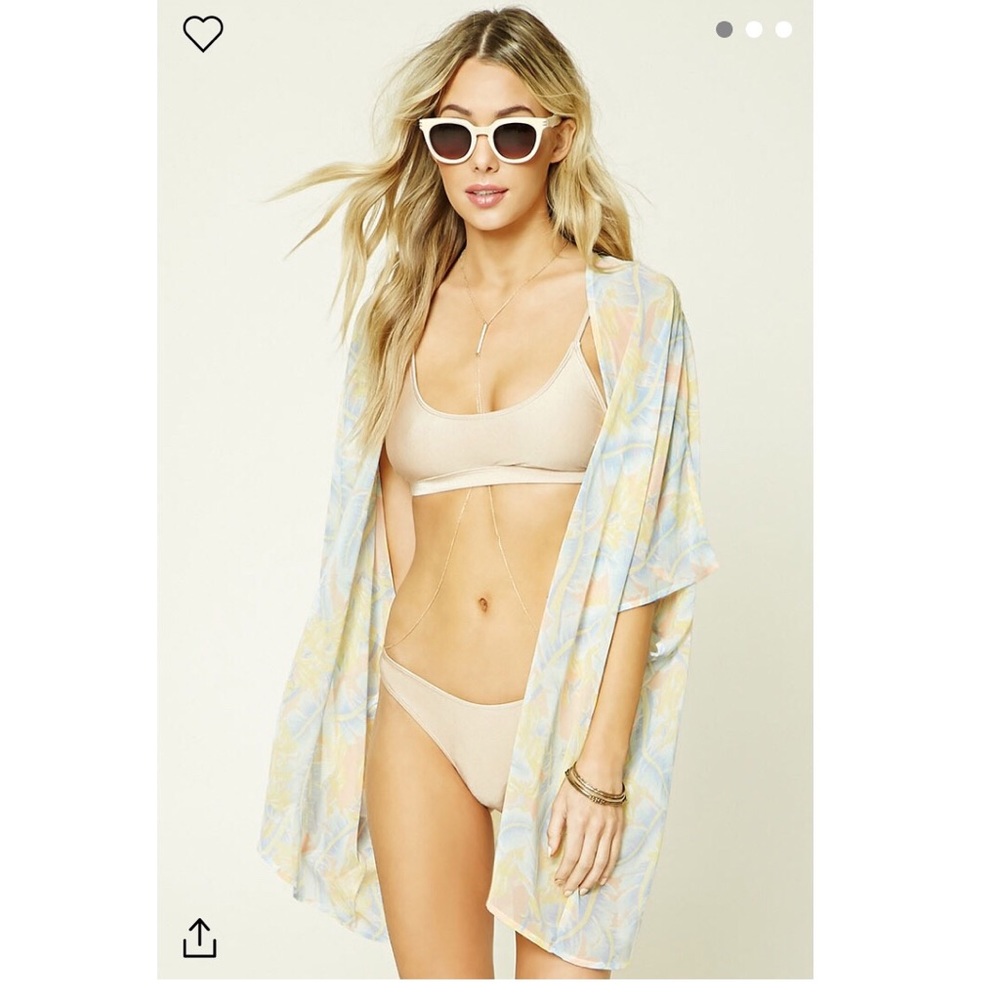 Sheer tropical cover up kimono