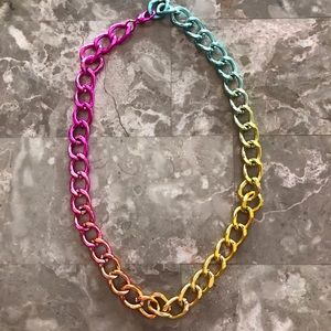 Multi colored metallic necklace