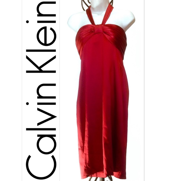 Calvin Klein Dresses & Skirts - Calvin Klein Red shiny bodycon cocktail dress