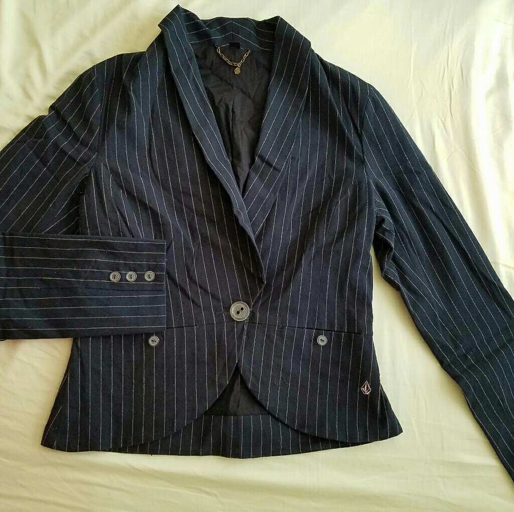Volcom Black Pinstriped Blazer