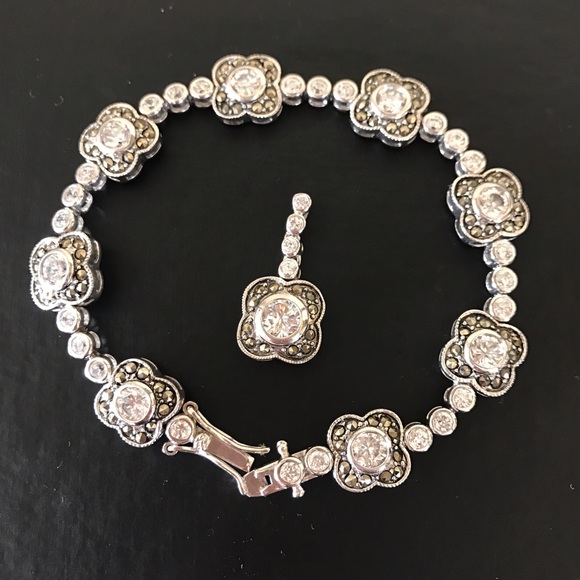 14 K Gold Plated and Marcasite CZ Jewelry Set!. - Picture 2 of 6