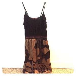 Xs black dark gold ruffled dress
