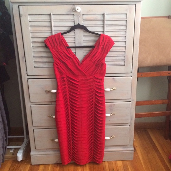 Adianna Papell Hot Red Dress - Picture 1 of 6