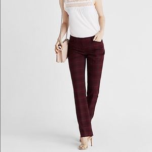 Express red plaid editor pants