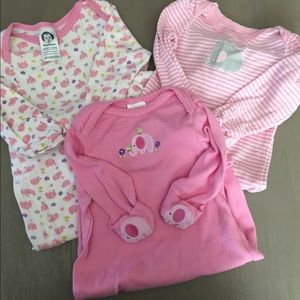 Three 0 to 6 month baby girl elephant sleepers