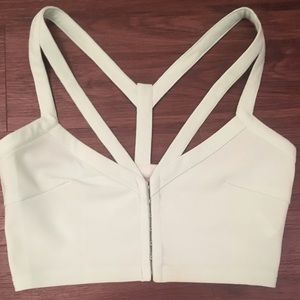 Strappy light teal crop top