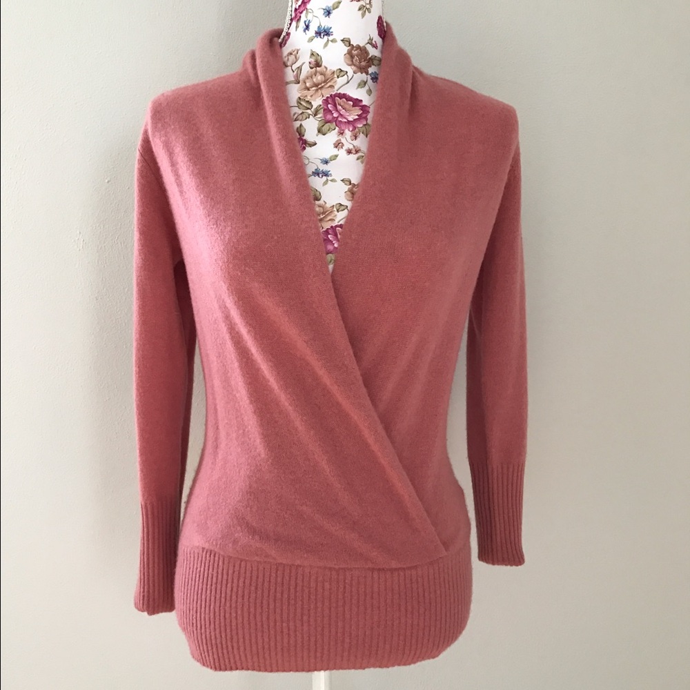 Cashmere Faux Wrap Sweater