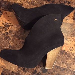 Black Suede high end booties, size 10.