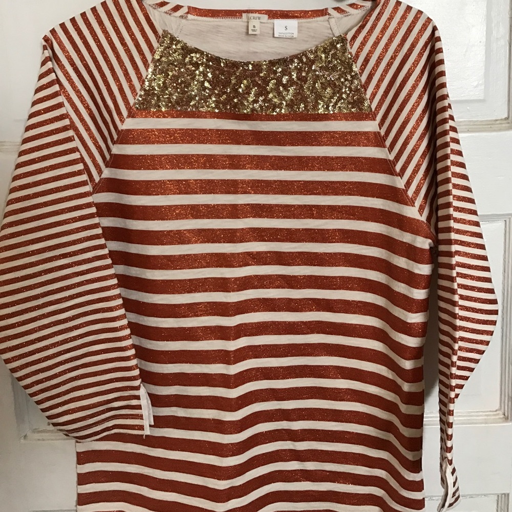 J.Crew Gold Striped Sequins Shirt size S