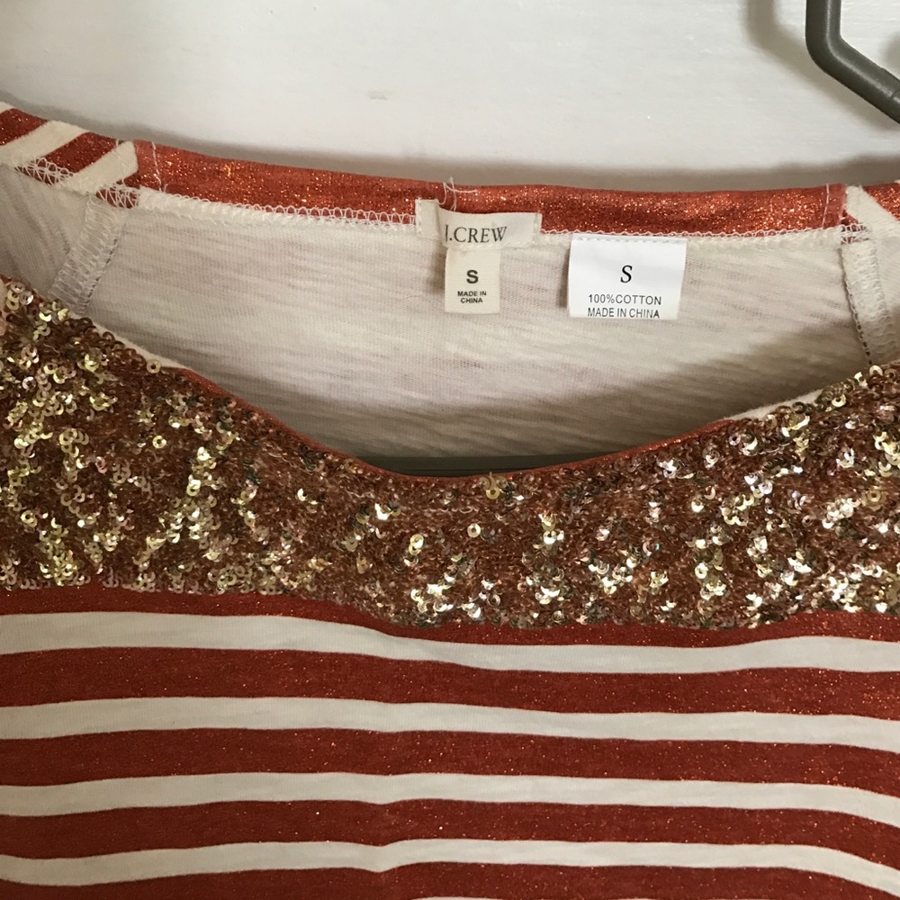 J.Crew Gold Striped Sequins Shirt size S - Picture 2 of 3