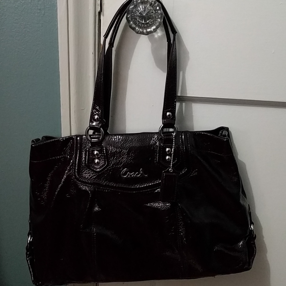 Coach Mahogany Brown Ashley Patent Carryall F20464