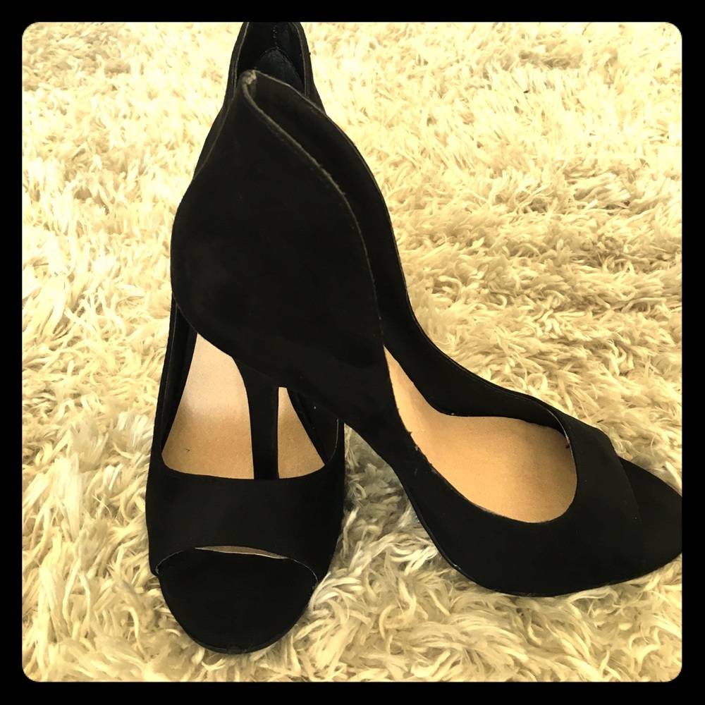 Open toed suede heels