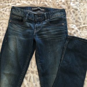 Express "cropped skinny Stella" dark jeans size 0