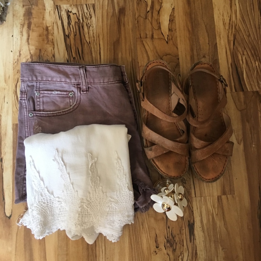 Faded purple jean shorts