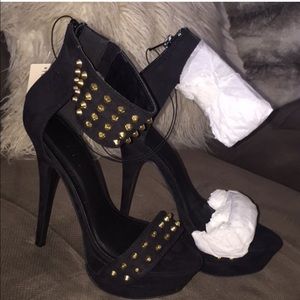 Studded ankle strap platform heels