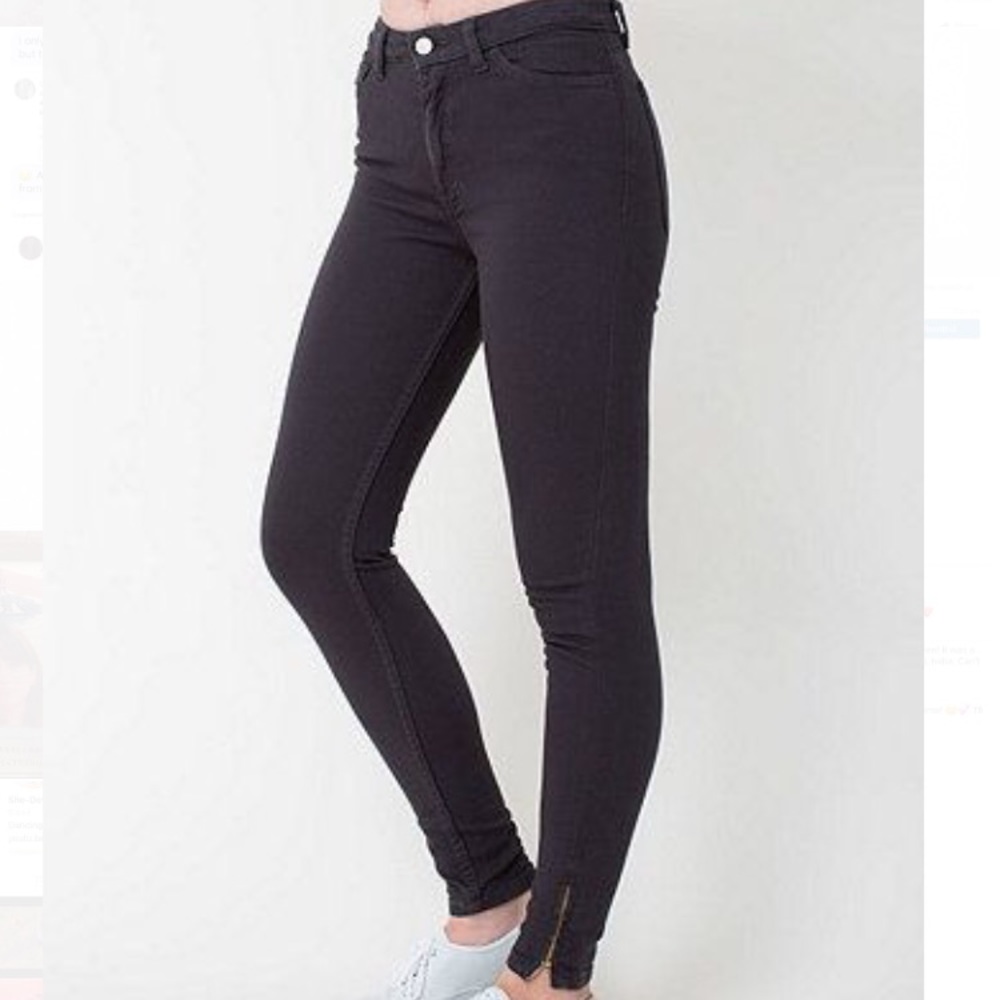 American Apparel Dark Grey Four Way Zipper Jeans