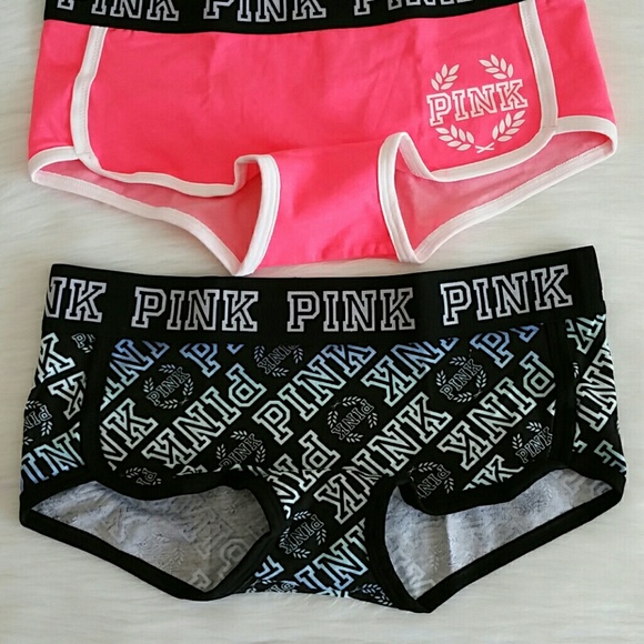 X 2 Nwt Pink Vs logo boyshort size XS - Picture 3 of 4
