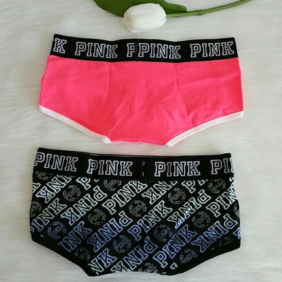 X 2 Nwt Pink Vs logo boyshort size XS - Picture 4 of 4
