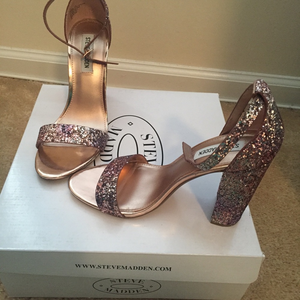 Steve Madden Rose Gold Glitter Heels! New!