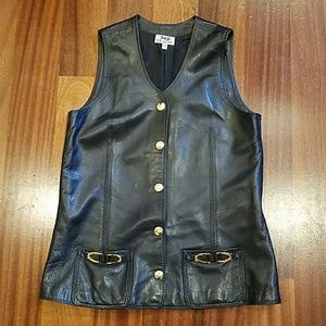CLASSIC Vintage Celine Couture black leather vest