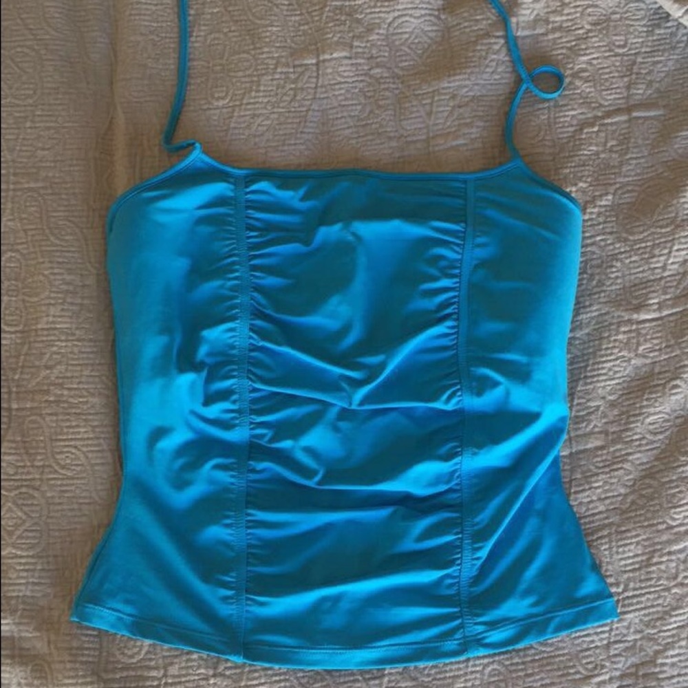 Cachè Blue Ruffled Halter Top