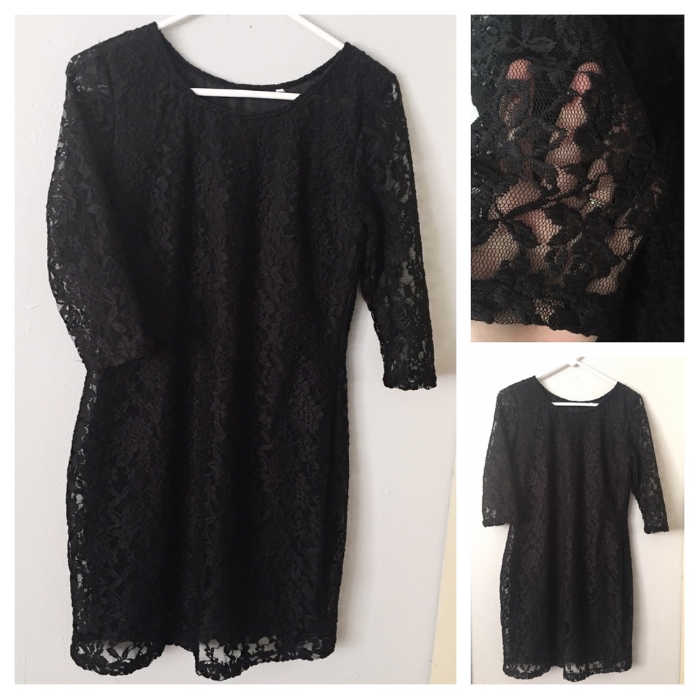 Black lace dress, lined fits 8-12 - Picture 1 of 4