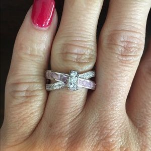 Pink CZ Crisscross Ring