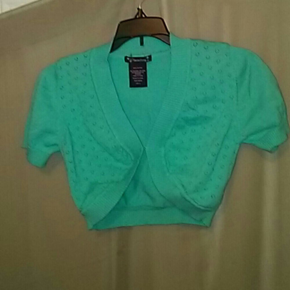 Extraordinary turquoise pique knit shrug