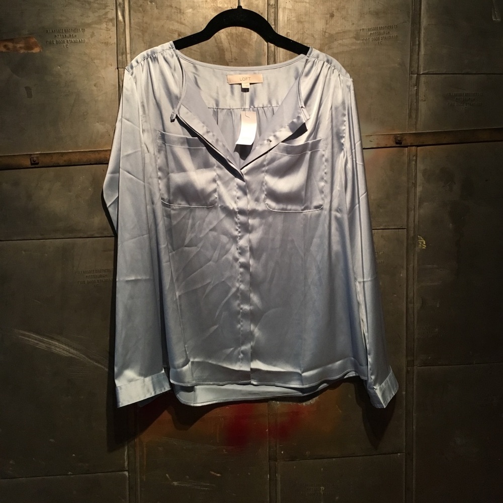 Blue Silk Loft Button Up
