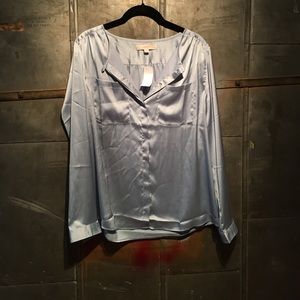 Blue Silk Loft Button Up