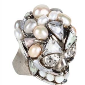 Alexander McQueen Pearl Skull Ring