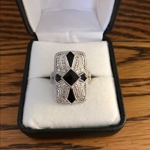 Sterling silver and onyx ring