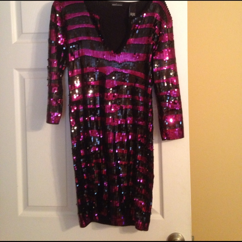 Purple/black sequin dress from Victoria's Secret.