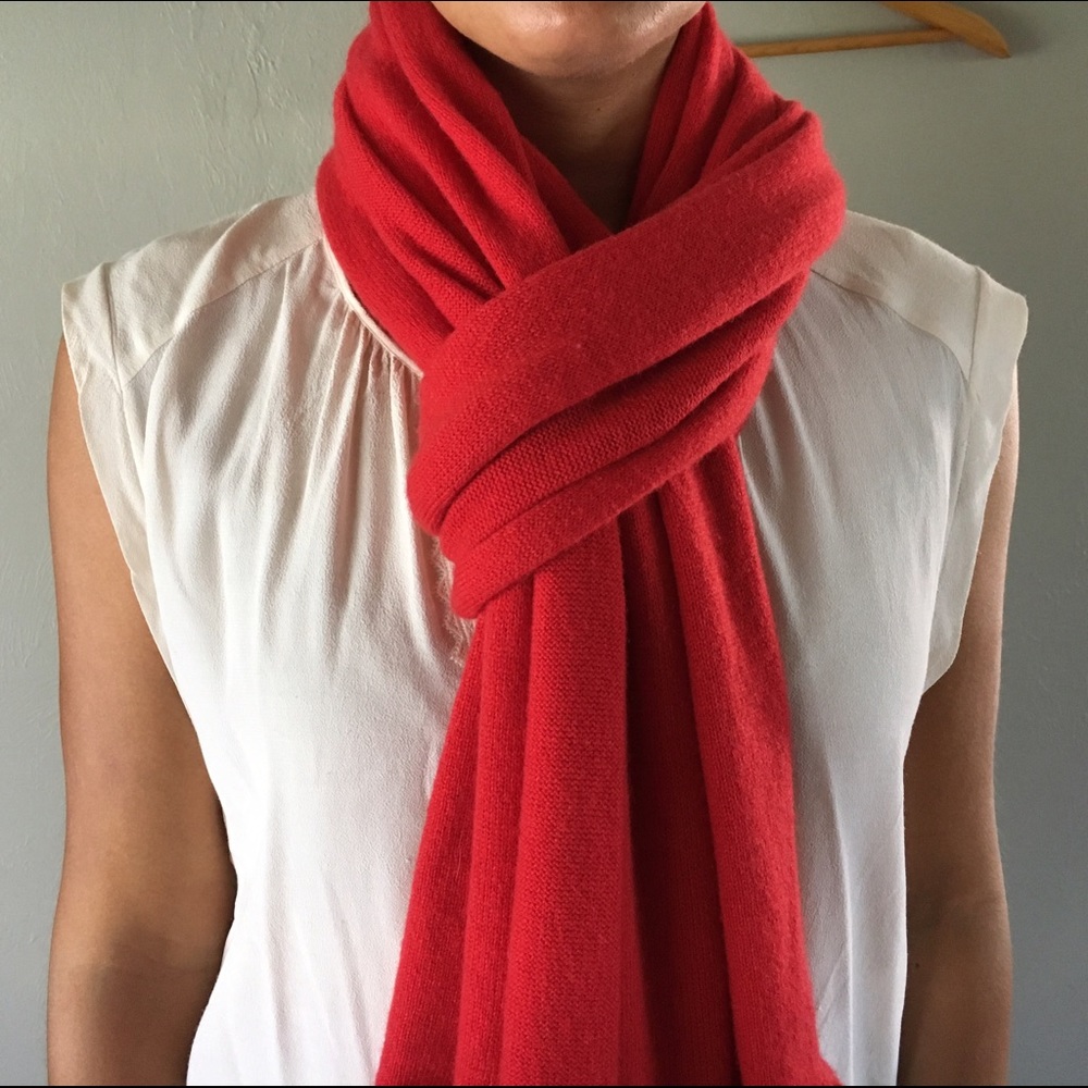 Ann Taylor Red Cashmere scarf WORN LIKE ONCE