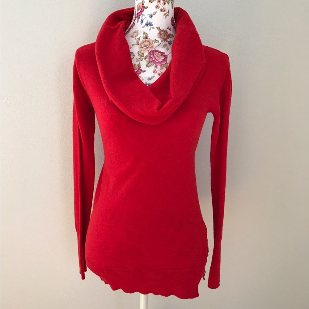 J. Crew Red Cowl Neck Sweater