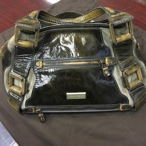 Jimmy Choo Mahala patent green leather tote