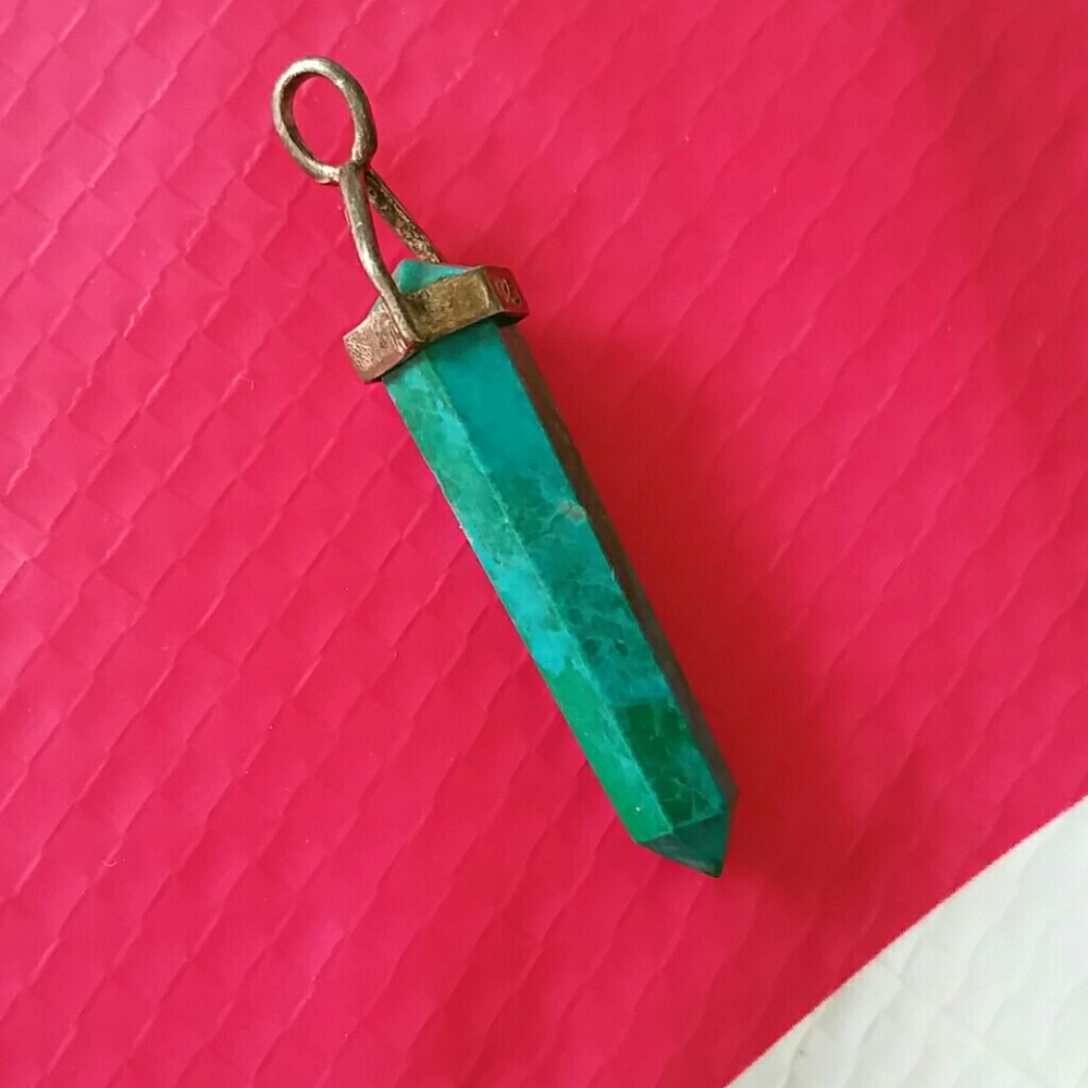 Silver turquoise gemstone charm with silver Chain