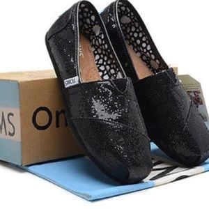 Black sparkly Toms