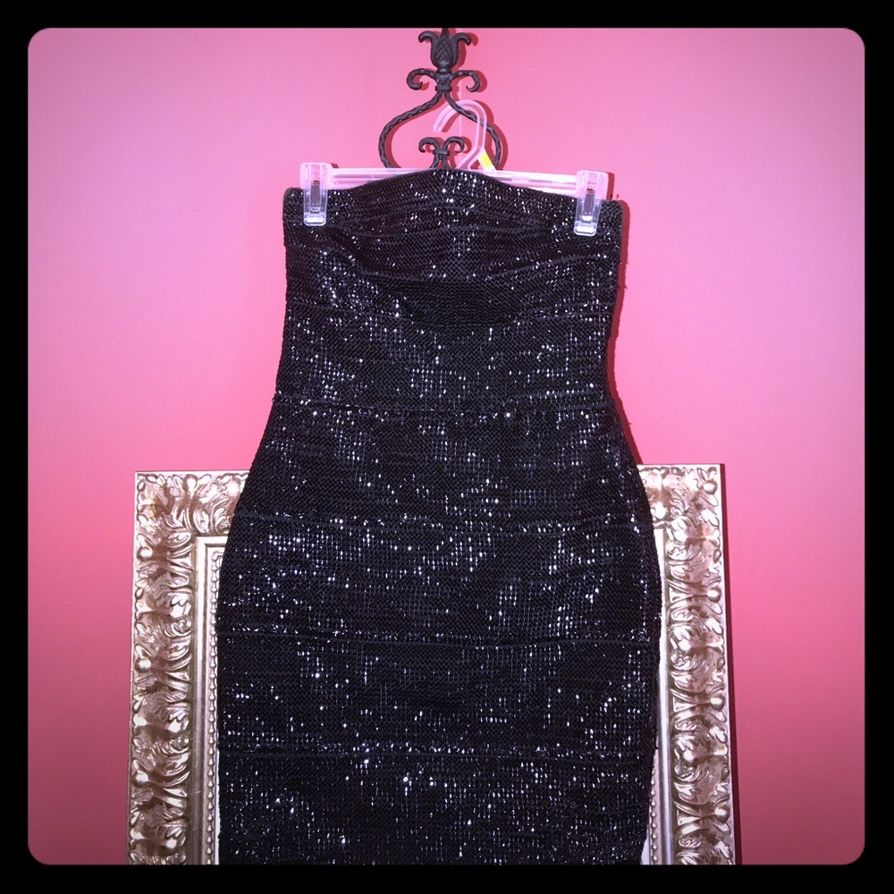 Shimmery Black Halter Dress
