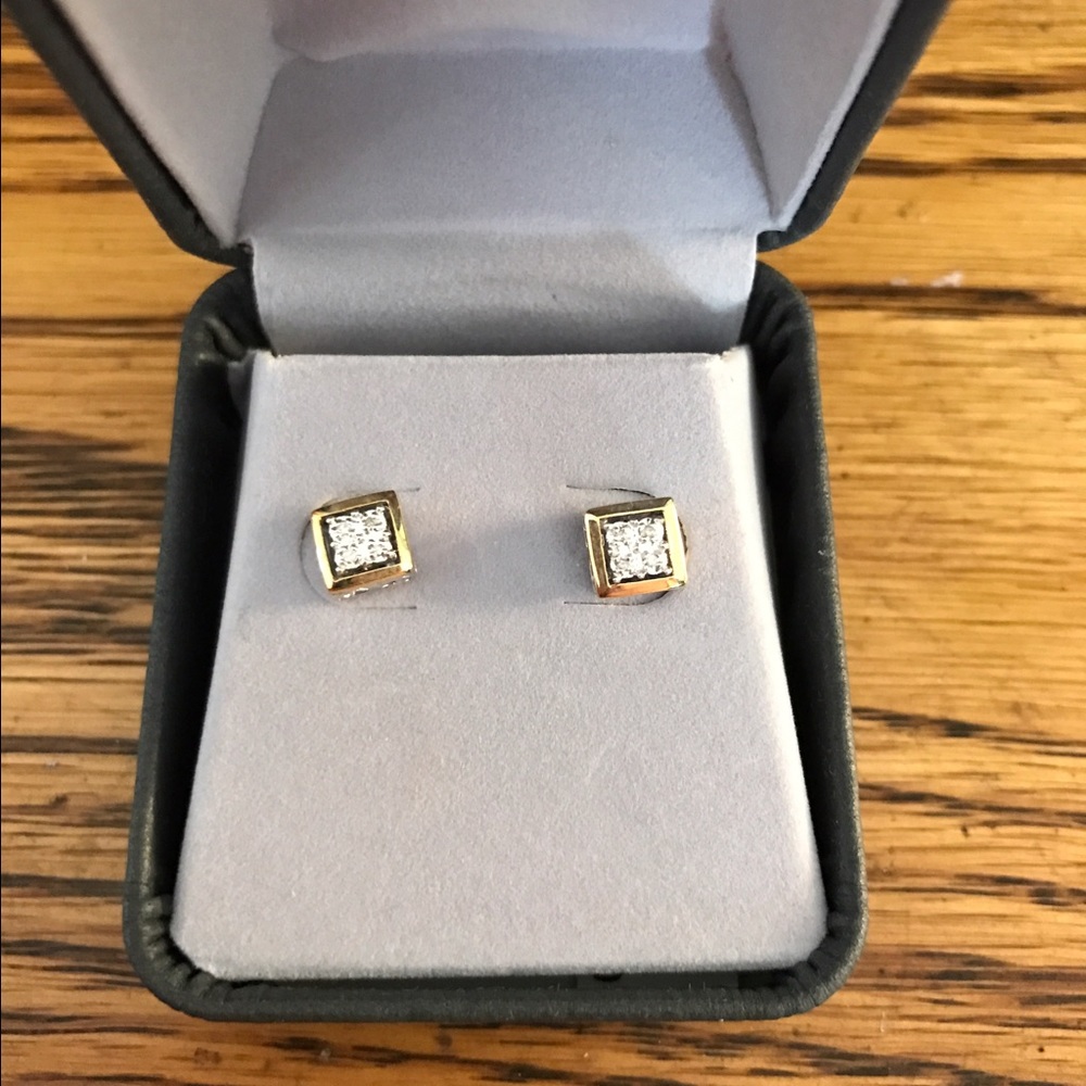 14K and Sterling silver diamond studs