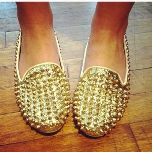 Gold Steve Madden Spike Loafers