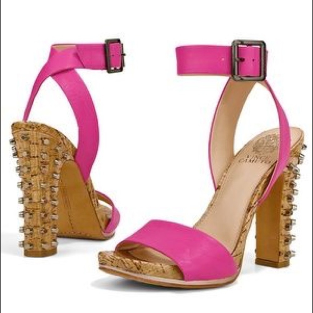 ❤️SOLD❤️Vince Camuto Hot Pink Studded Heels - Picture 1 of 8