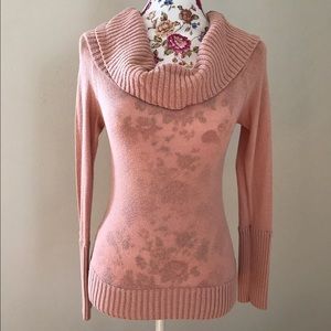 Pink Cowl Neck/Off shoulder Sweater