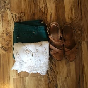 Green/teal skinny jeans