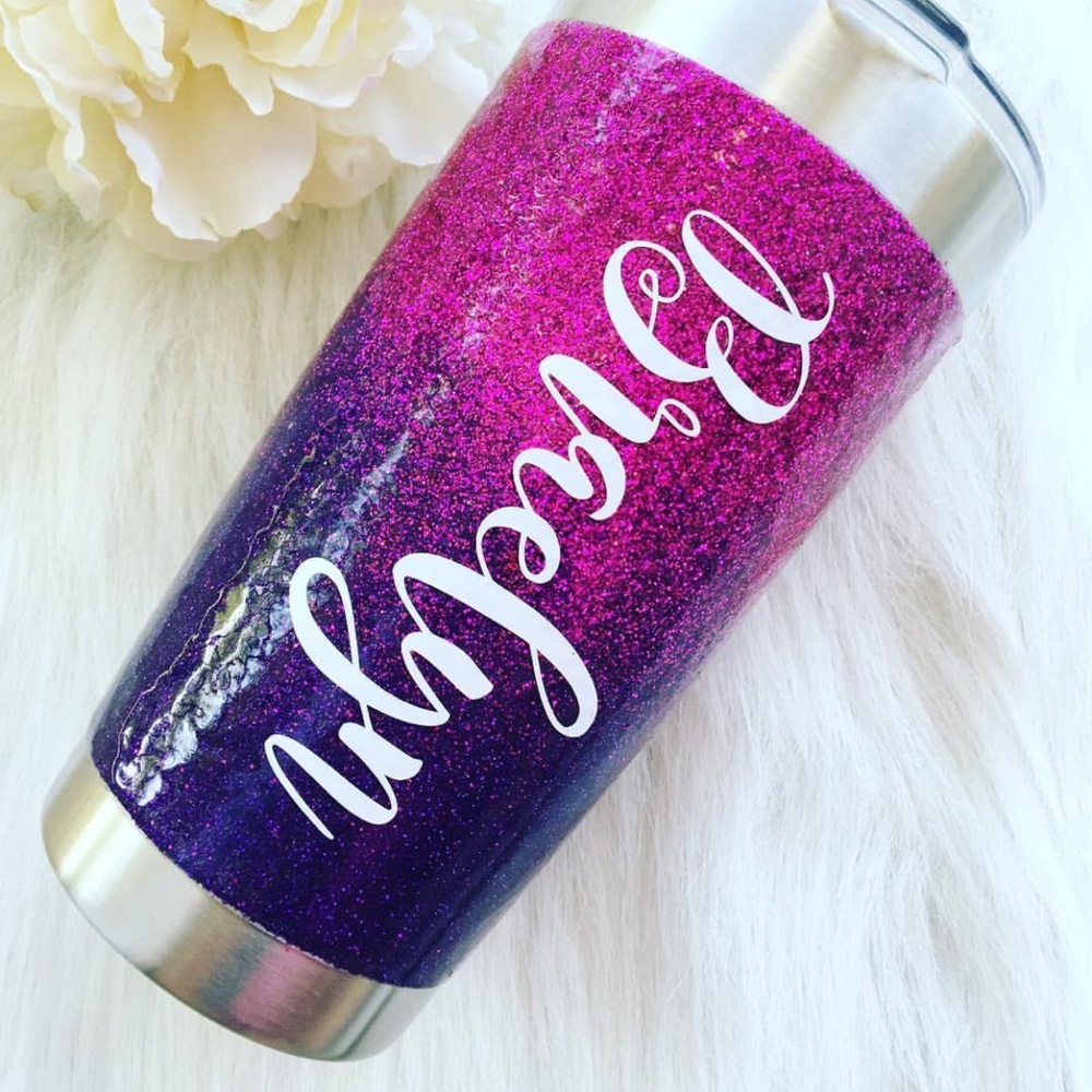 Custom made glitter ramblers
